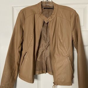 tan leather jacket